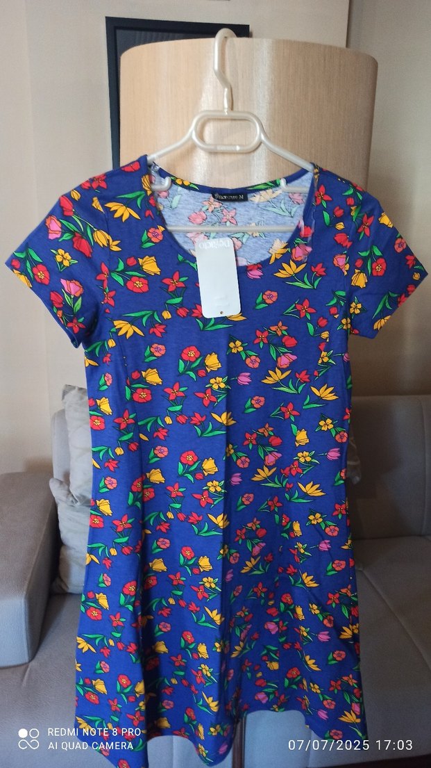 Cıvıl cıvıl Çiçek Desenli Bohem Renkli yazlık Elbise - Görsel 2