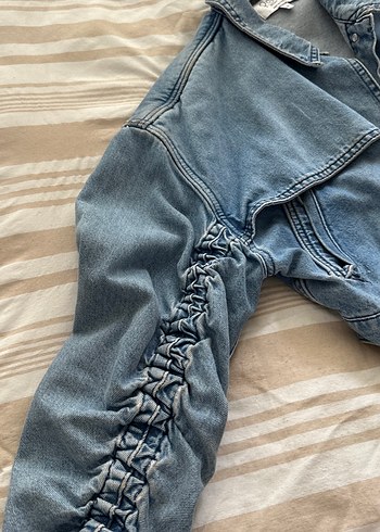 Düğmeli Salaş Mavi Denim Ceket - Görsel 2