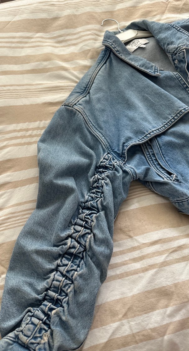 Düğmeli Salaş Mavi Denim Ceket - Görsel 2