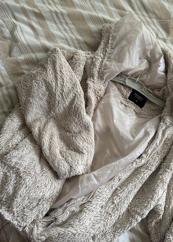 Kürklü, Kapüşonlu Keten Hamile Mont - Görsel 2