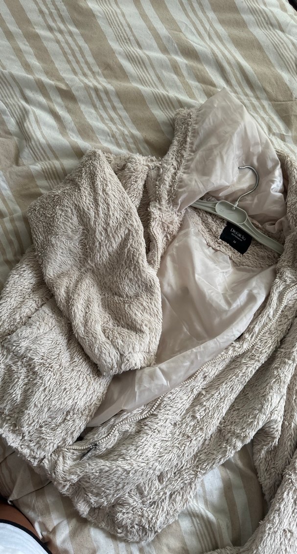 Kürklü, Kapüşonlu Keten Hamile Mont - Görsel 2