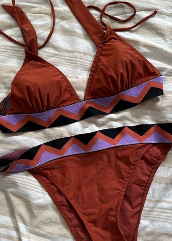 Diğer Bordo Bohem Tarzı Kemerli Kadın Bikini