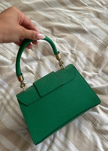 Yeşil Deri Kadın Çanta - Modern Klasik - Görsel 2