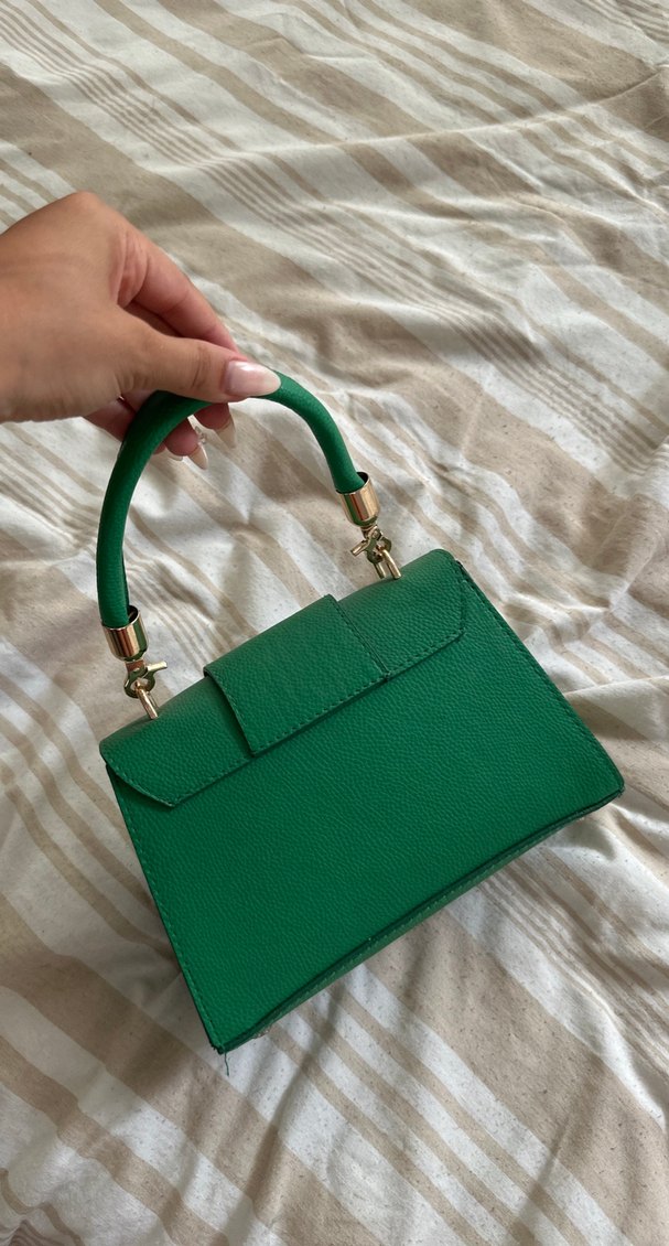 Yeşil Deri Kadın Çanta - Modern Klasik - Görsel 2