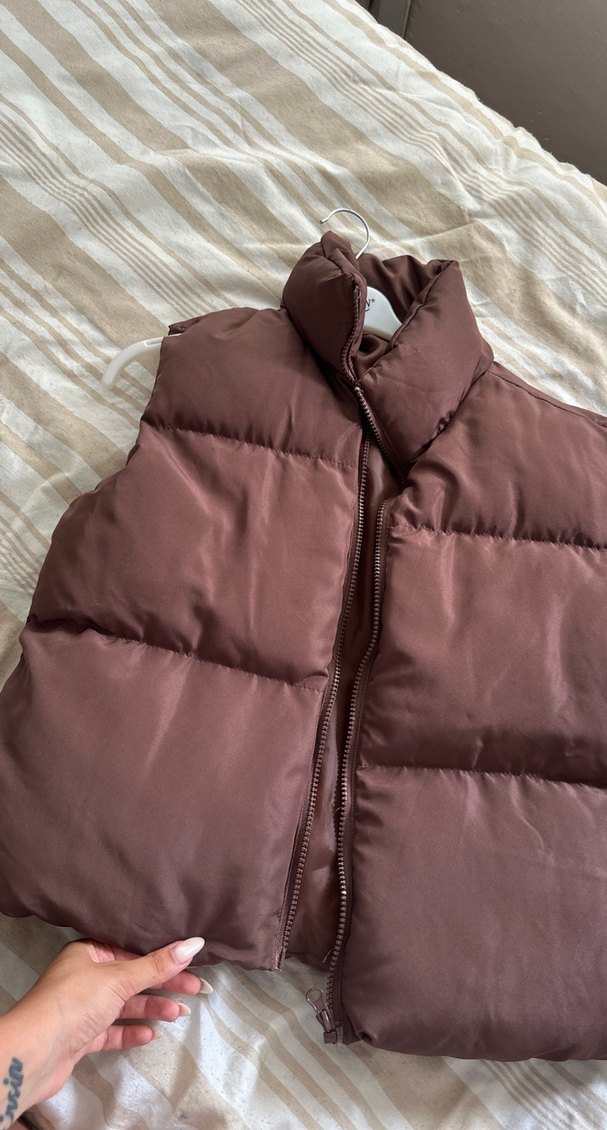 Kadın Kahverengi Fermuarlı Yelek - Görsel 3