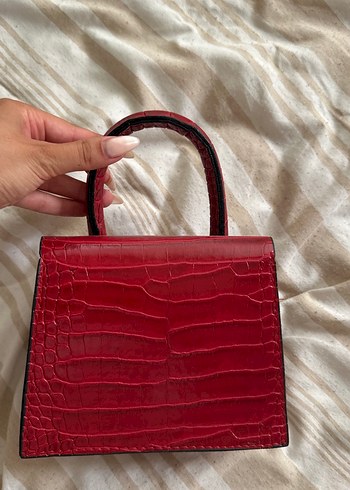 Bordo Yılan Derisi Desenli Kadın Deri Çanta - Görsel 2