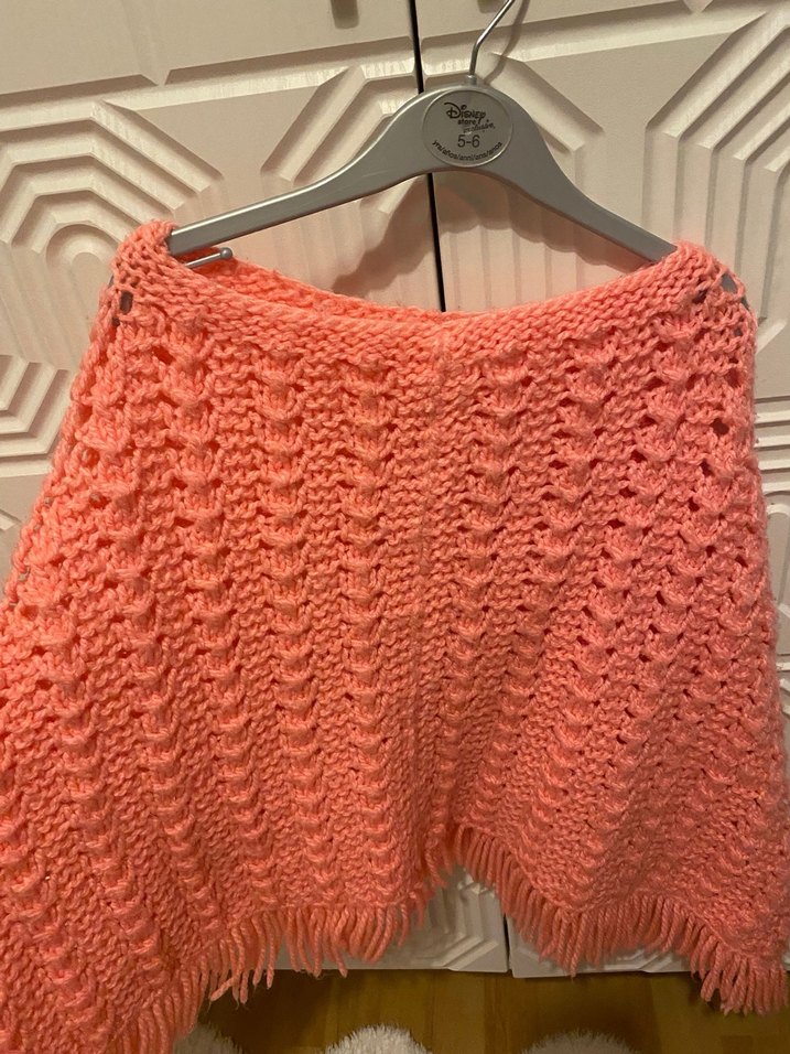 Kız Çocuk Pembe Örgü Panço - Görsel 2