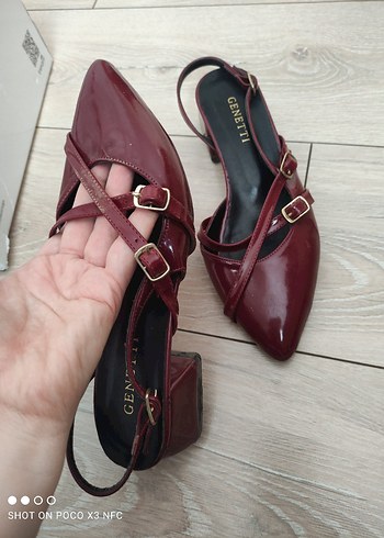 Bordo Rugan Tokalı Stiletto Kadın Ayakkabı - Görsel 4