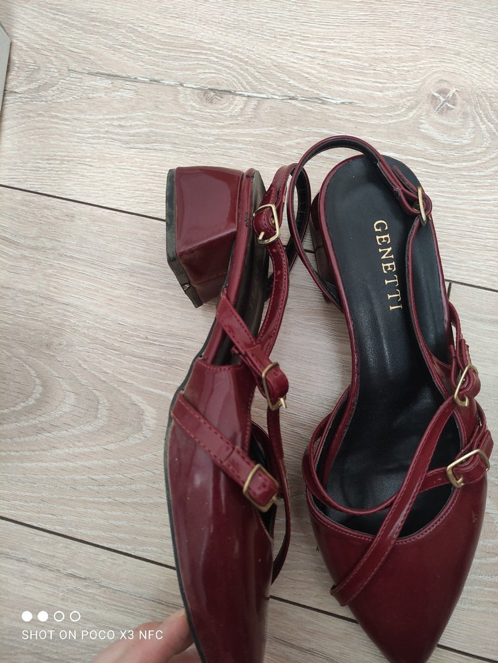 Bordo Rugan Tokalı Stiletto Kadın Ayakkabı - Görsel 3