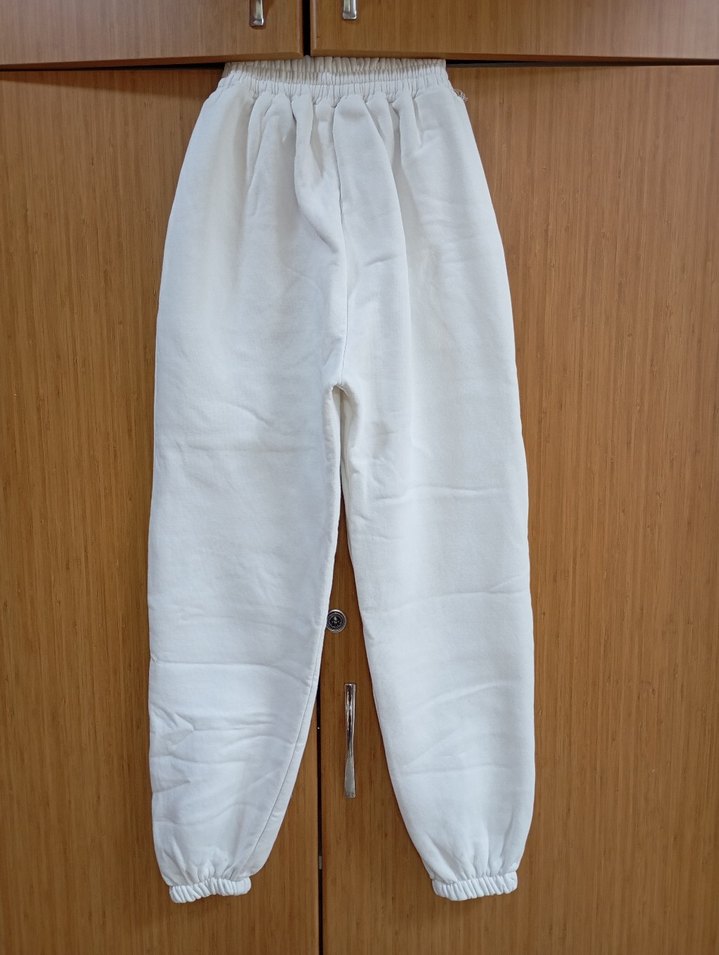 Beyaz Rahat Kesim Kadın Eşofman Altı - Görsel 2