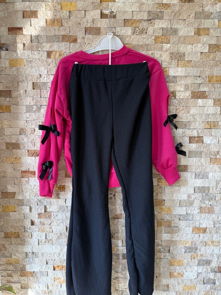 Kızlar için ikili takım pembe kırmızı renk mevcut - Görsel 5