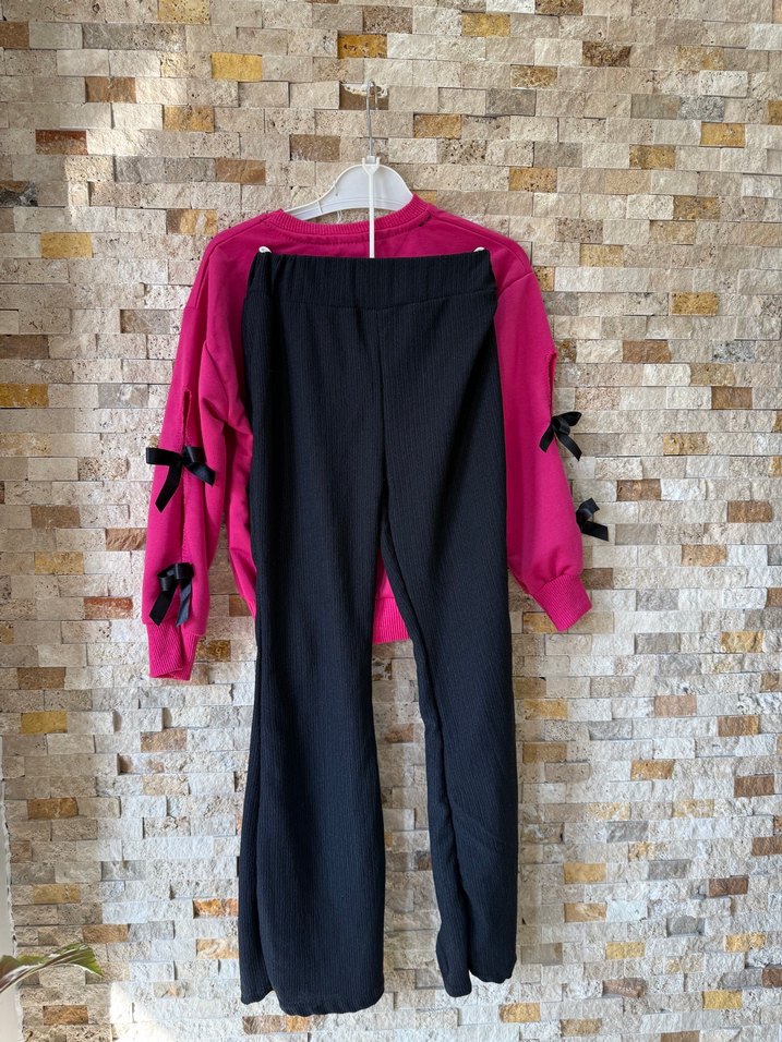 Kızlar için ikili takım pembe kırmızı renk mevcut - Görsel 4