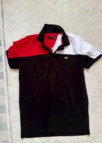 Düğmeli Siyah Renk Bloklu Polo Tişört tommy erkek