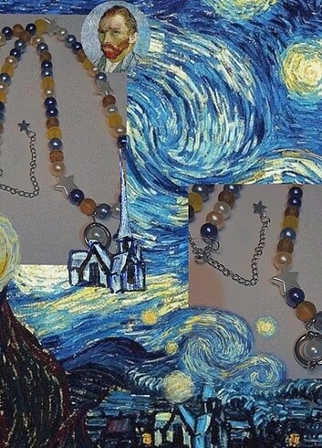 van gogh starry night tablosundan esinlenerek tasarladığım kolye