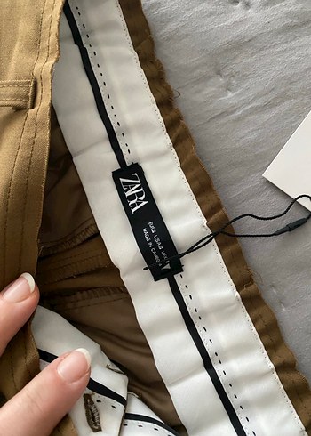 Zara hali  Bol Kesim Kadın Kumaş Pantolon - Görsel 3