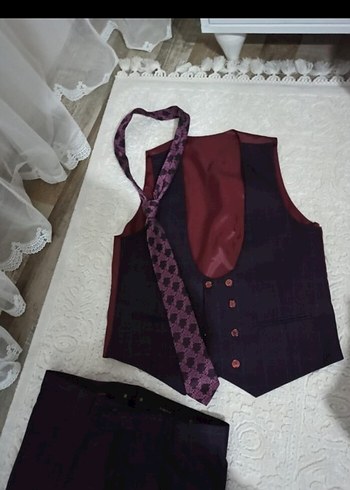 Bordo Düğmeli Erkek Yelek