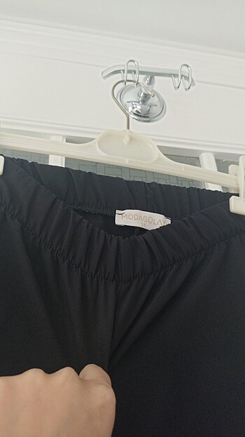 Bol kumaş pantolon beli lastikli kadın - Görsel 3