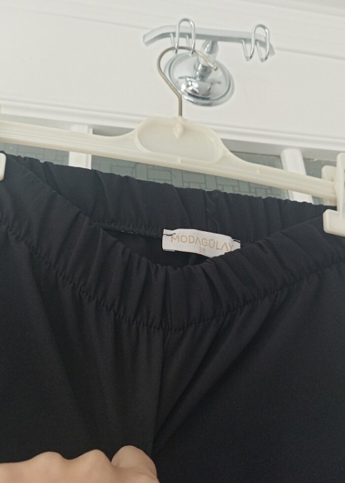 Bol kumaş pantolon beli lastikli kadın  - Görsel 3