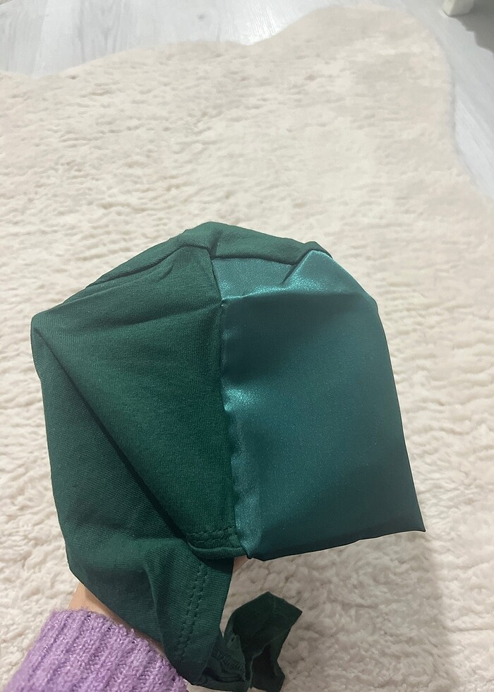 Saten yeşil bone - Görsel 3