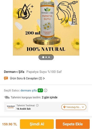 Derman-ı Şifa Papatya Suyu Sprey - Görsel 3