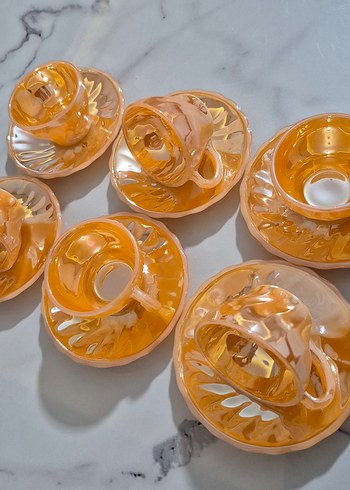 Parlak Bej Cam Kahve Fincanı Seti - Görsel 2