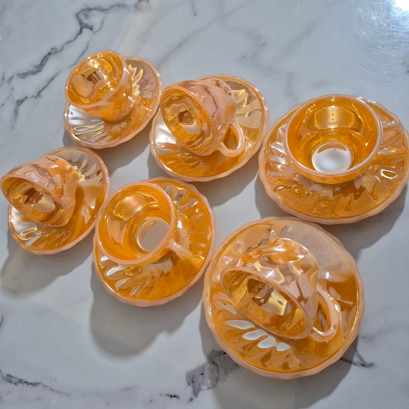 Parlak Bej Cam Kahve Fincanı Seti - Görsel 2