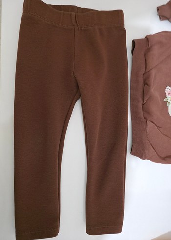 Kahverengi Baskılı Örme Uzun Kollu Bebek Kıyafet Seti - Görsel 2