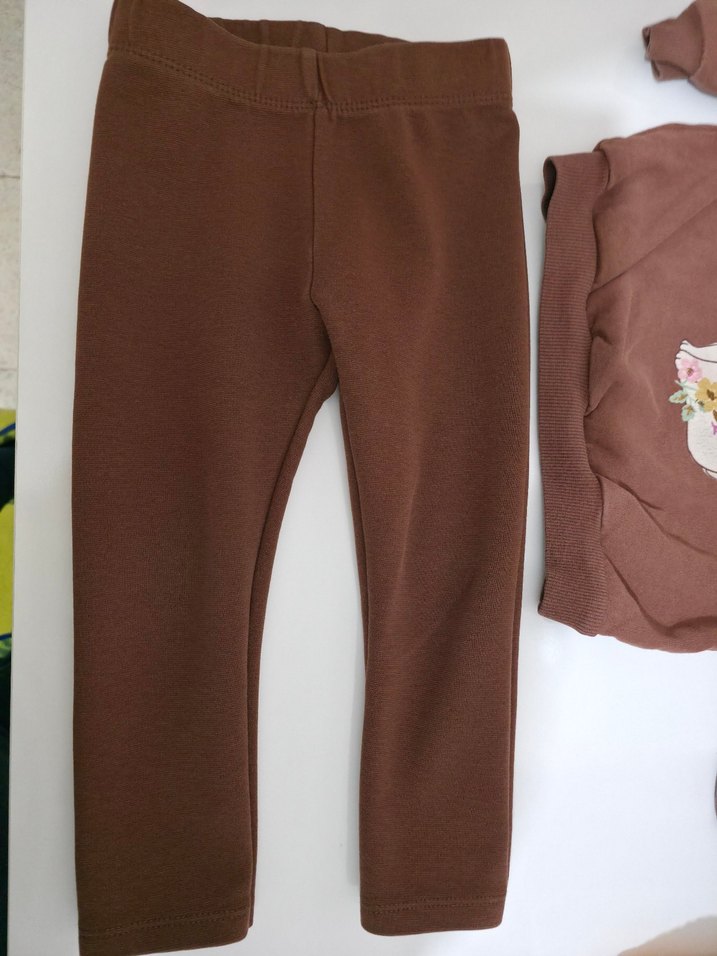 Kahverengi Baskılı Örme Uzun Kollu Bebek Kıyafet Seti - Görsel 2