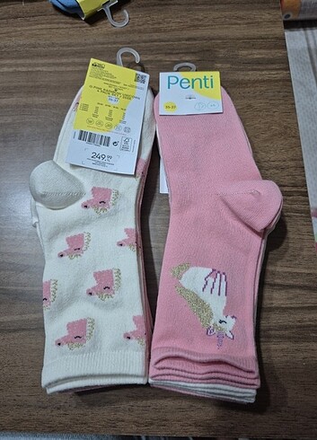 4 lü kız cocuk corap simli süslü - Görsel 3