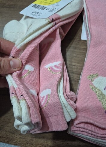 4 lü kız cocuk corap simli süslü - Görsel 5