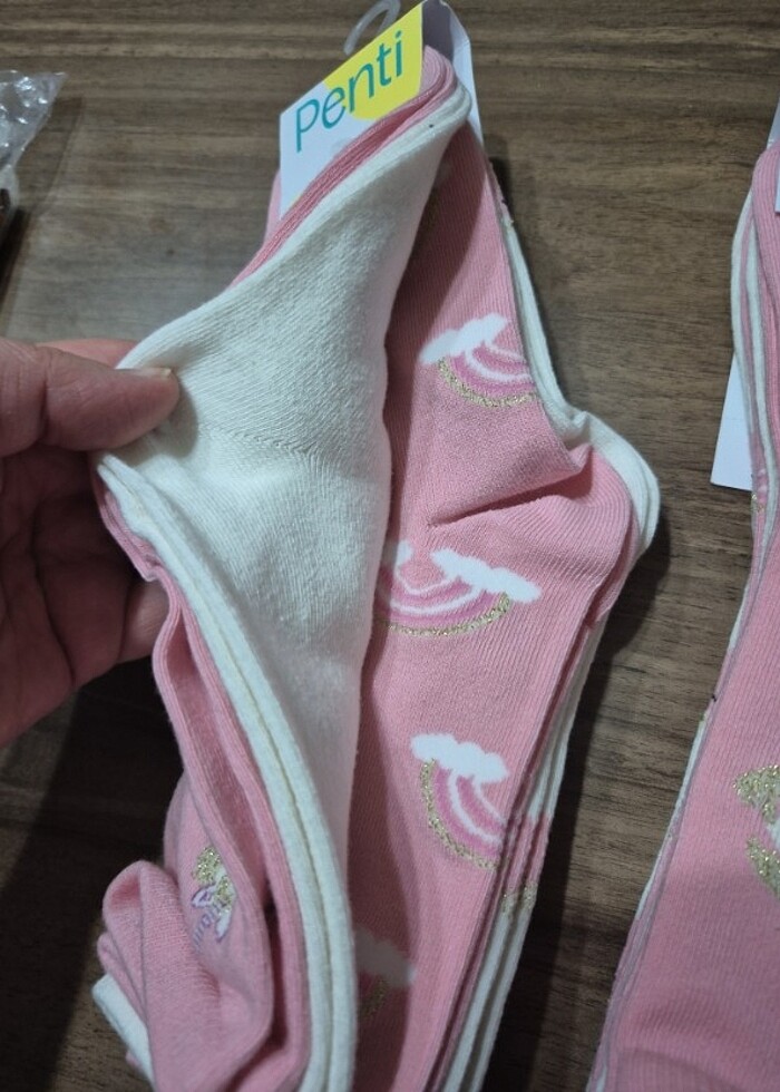 4 lü kız cocuk corap simli süslü - Görsel 4