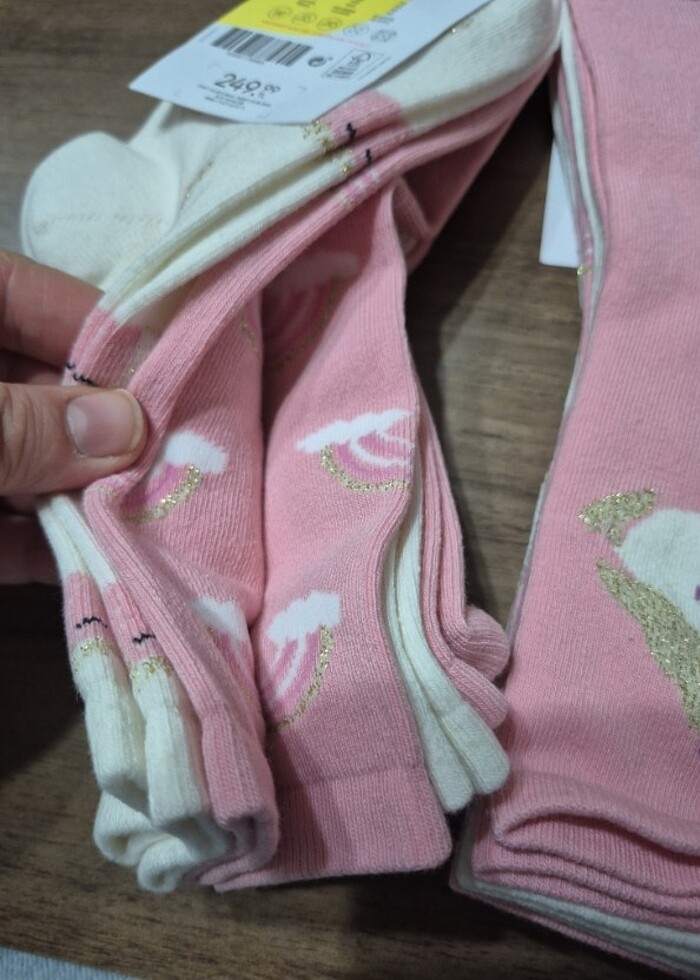 4 lü kız cocuk corap simli süslü - Görsel 5