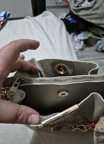 3 gözlü mini canta deri sıfır ürün  - Görsel 6