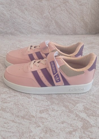 35 Beden pembe Renk Kız Çocuk Pembe Sneaker Velcro Bantlı