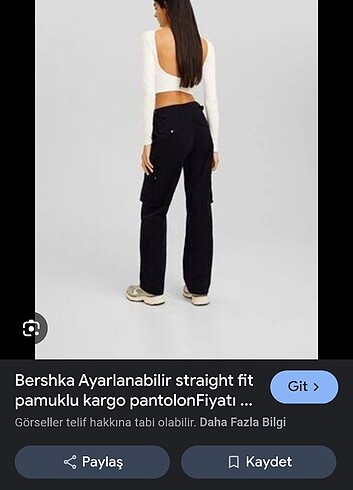 bershka belden ayarlamalı straıght fıt pamuklu cargo jean