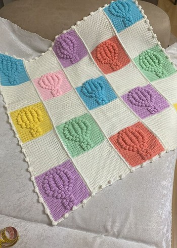 Pastel Renkli Örgü Çocuk Battaniyesi - Görsel 2