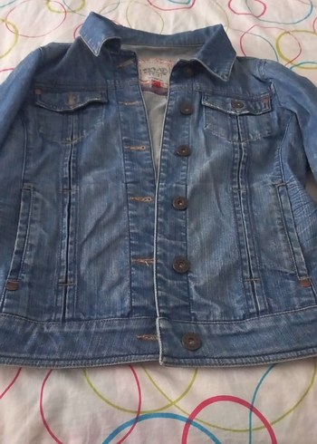 Düğmeli Kadın Mavi Denim Ceket - Görsel 2