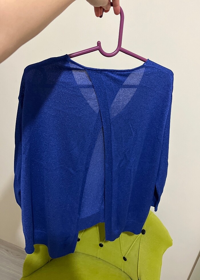 Lacivert simli bluz - Görsel 5