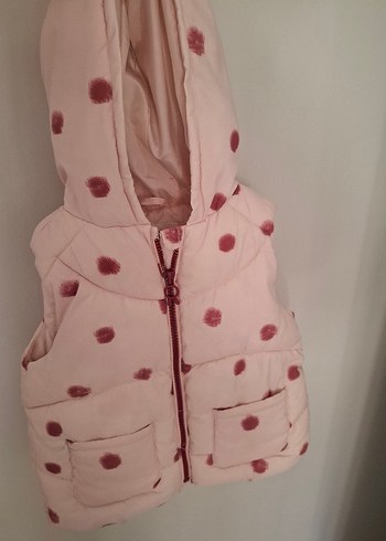 Kız Çocuk Pembe Kapüşonlu Fermuarlı Yelek