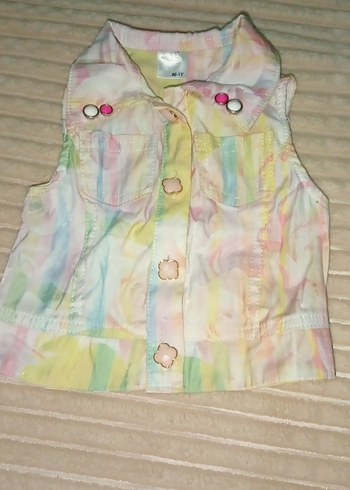 Kız Çocuk Renkli Batik Desenli Yelek - Görsel 2