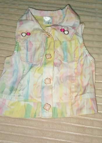 Kız Çocuk Renkli Batik Desenli Yelek - Görsel 3