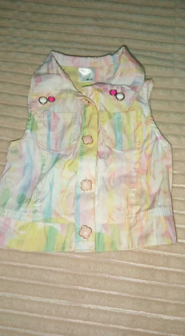 Kız Çocuk Renkli Batik Desenli Yelek - Görsel 3