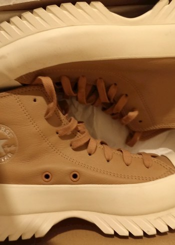 Bej Platform Topuklu Kadın Spor Ayakkabı deri - Görsel 6