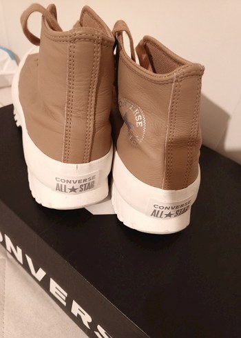 Bej Platform Topuklu Kadın Spor Ayakkabı deri - Görsel 4