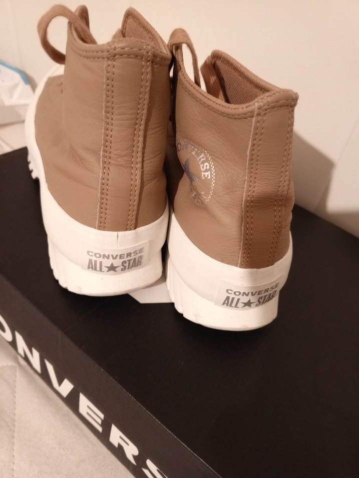 Bej Platform Topuklu Kadın Spor Ayakkabı deri - Görsel 4