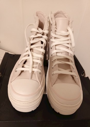 Beyaz Platform Topuklu Kadın Spor Ayakkabı deri - Görsel 2