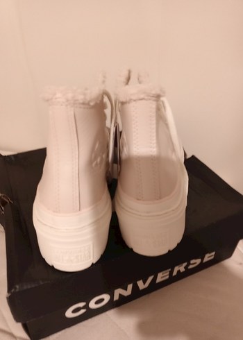 Beyaz Platform Topuklu Kadın Spor Ayakkabı deri - Görsel 11