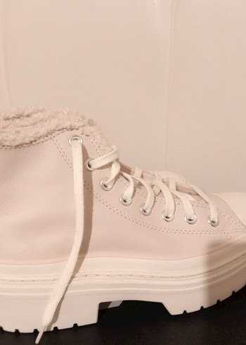 Beyaz Platform Topuklu Kadın Spor Ayakkabı deri - Görsel 9