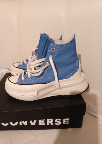 Mavi Platform Topuklu Spor Ayakkabı - Görsel 9