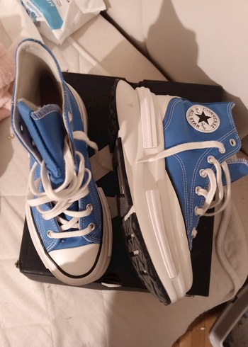 Mavi Platform Topuklu Spor Ayakkabı - Görsel 8